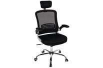 Siège de bureau Luka Noir - Ergonomique, Têtière, Roulettes, Tissu, Télétravail, Confort 5h