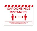 Panneau rigide A4 " Gardons nos Distances" Texte Rouge Fond Blanc h.210 x l.297 mm