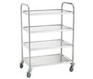 Chariot à plateaux Inox - 4 plateaux - 200 kg - Acier inoxydable robuste - Idéal manutention