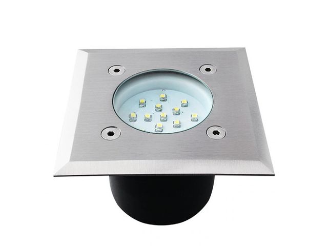 Spot LED encastrable sol carré 0.7 watt étanche - Couleur éclairage - Blanc froid