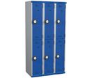 Acial - Vestiaire Monobloc 6 Cases - Gris Clair/Bleu - Fermeture à Code - 1800x900x500mm - Acier Époxy - Livré Monté