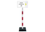 Novap - Poteau de Guidage PVC Rouge/Blanc 90cm avec Panneau A4 - Lesté Intérieur Collectivité Chantier Entrepôt Parking Atelier