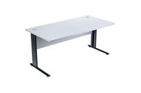 Manutan Expert - Bureau droit Gris Clair L160x80cm - Piétement Métal Anthracite - Éco-responsable NF Environnement