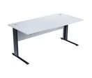 Manutan Expert - Bureau droit Gris Clair L160x80cm - Piétement Métal Anthracite - Éco-responsable NF Environnement