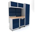 Établi d'atelier industriel 1860 mm PRACO M T06 - Plateau en hêtre massif - Éclairage LED - Tiroirs et armoire MW Tools PRAM1860T06