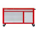 Servante d'atelier 7 tiroirs + 1 armoire rouge et grise XXL 1640 mm avec plan de travail stratifié MW Tools GW307K