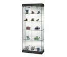 Vitrine armoire H 180 x L 80 cm socle + toit noir + 2 spots - Noir Mat