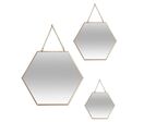 Miroirs Hexagonaux Suspendus Anses en chaîne (Lot de 3) - Noir