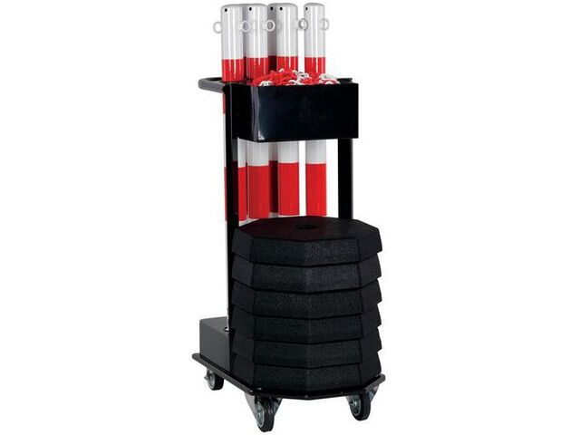 Crash Stop - Chariot Poteaux Guidage Chaîne 25m Rouge/Blanc - Acier - Intérieur/Extérieur - Éco-responsable