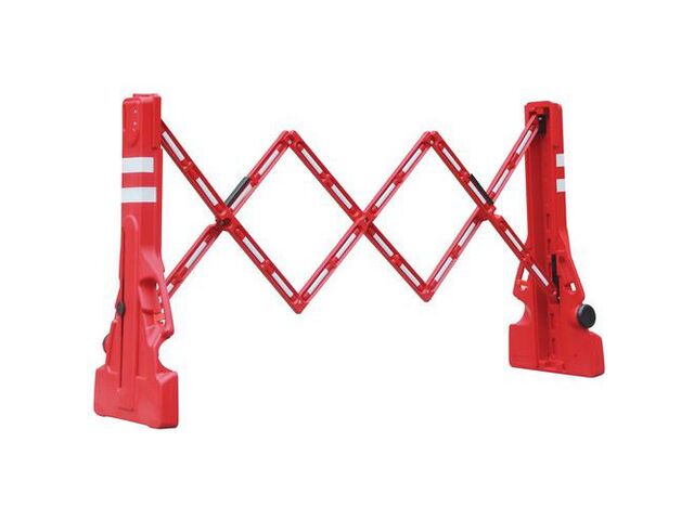 Manutan Expert - Barrière de protection de chantier extensible lestable rouge/blanc - 110 x 200 cm - Plastique résistant, 10 ans garantie