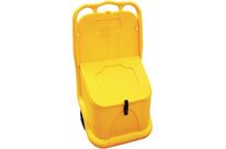 Jonesco - Bac à sel/sable mobile 75L Jaune - PE Résistant - Toutes Saisons - Fermeture à cadenas - Garantie 3 ans