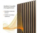 Panneau Acoustique Mural Tasseaux Noyer, Fond Noir - Échantillon 15x12 cm