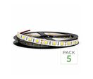 Pack de  5 - Bandeau LED 12V 5M 5050 60LED/m - Blanc Chaud 2300K - 3500K / IP20