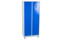 Vestiaire Industrie Salissante 2 Casier/Pieds Gris Clair/Bleu - 2 Portes, 3 Compartiments, 1900x800x500mm, Acier Époxy, Verrouillage Cadenas
