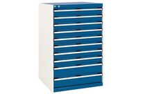 Bott - Armoire multitiroirs à 10 tiroirs - 80 cm Largeur - Acier Gris/Bleu - Charge 1500 kg