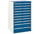 Bott - Armoire multitiroirs à 10 tiroirs - 80 cm Largeur - Acier Gris/Bleu - Charge 1500 kg