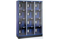 CP - Vestiaire multicases à pièce 12 cases transparentes - Acier époxy bleu - 1750x1220x480mm - Livré monté