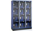 CP - Vestiaire multicases à pièce 12 cases transparentes - Acier époxy bleu - 1750x1220x480mm - Livré monté