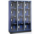 CP - Vestiaire multicases à pièce 12 cases transparentes - Acier époxy bleu - 1750x1220x480mm - Livré monté