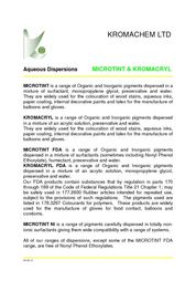 Catalogue Liste des pâtes pigmentaires