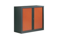 Armoire rideau Basse merisier corps anthracite L.1200 mm