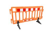 Manutan Expert - Barrière de sécurité plastique orange temporaire - 2m x 1m - Bandes réfléchissantes - Chantier