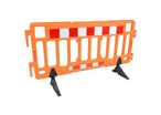 Manutan Expert - Barrière de sécurité plastique orange temporaire - 2m x 1m - Bandes réfléchissantes - Chantier