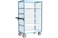 Fimm - Servante grillagée 3 côtés - 4 étagères bois - 1000x600mm - 500 kg - Chariot conteneur