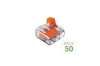Pack de 50 - Borne de raccordement à levier 3 entrées