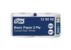 Tork - Bobine d'essuyage industriel Basic 2 plis - Blanc - 340m - Usage alimentaire - Éco-responsable