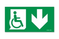 Panneau évacuation handicapé flèche vers le bas