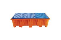 Manutan Expert - Bac de rétention plastique 1 IBC - 1050 L - Polyéthylène haute densité - Jaune/Orange