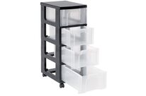 Really Useful Products - Tour de rangement 4 tiroirs 12L - 48L - Anthracite/Transparent - Polypropylène - Organiser Bureau