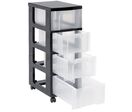 Really Useful Products - Tour de rangement 4 tiroirs 12L - 48L - Anthracite/Transparent - Polypropylène - Organiser Bureau