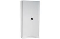 Manutan Expert - Armoire Métal Haute 180x92x42cm - 4 Tablettes 60kg - Gris Clair - Serrure à Clé - Livrée Montée