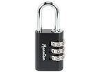 Manutan Expert - Cadenas à Code Aluminium 28 mm Noir - 3 Molettes - Anse Acier 5 mm - Sécurité Fiable