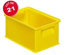Lot de 21 caisses plastiques CP 8.7 litres jaunes