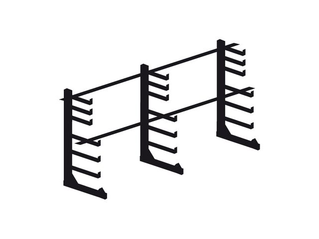 Rayonnage cantilever léger - Kit porte barres horizontal simple face L.2900 mm