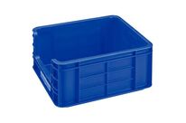 Bac gerbable 97L bleu - Grande ouverture - Polypropylène résistant - 200 kg charge max - Idéal entrepôt