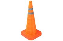 Manutan Expert - Cône de balisage rétractable H70cm Orange - Nylon réfléchissant - Sécurité optimale
