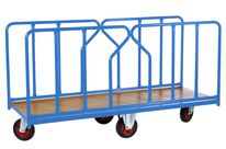 Chariot modulaire charges longues, 2 ridelles tube, 1800 x 800 mm, roues losange, 500 kg