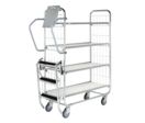 Chariot à 4 étagères grillagées à frein central | CIV-KM-8000-4CL 