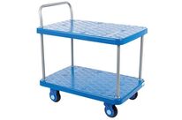 Manutan Expert - Chariot à plateaux plastique 300kg - 2 plateaux - Roulettes fixes et pivotantes - 10 ans garantie