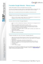 Catalogue Formation Avancee Google Adwords