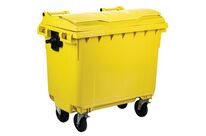 Manutan Expert - Conteneur Poubelle Jaune 660L - 4 Roues - Plastique Recyclé 70% - Ouverture Frontale - 10 Ans Garantie