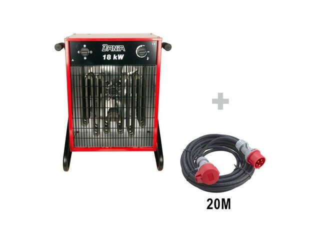 PACK Chauffage mobile électrique DANIA 18 kW + Rallonge 20 m 400 V - INELCO/HEATCOM