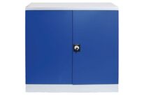 Manutan Expert - Armoire Métal 2 Portes Battantes - Gris/Bleu - 100x91.6x42.2cm - Charge 60kg/Étagère - Garantie 10 Ans