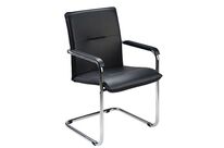 Nowy Styl - Chaise Visiteur Rumba Cuir Noir Accoudoirs Luge - Assise 48.5cm - Confort &amp; Design