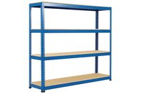 Manutan Expert - Rayonnage Charge Lourde Rapid 1 - 1980x2440x455mm - 4 Niveaux Aggloméré Bleu - Charge Max 2180kg - Montage Facile