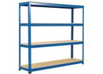 Manutan Expert - Rayonnage Charge Lourde Rapid 1 - 1980x2440x455mm - 4 Niveaux Aggloméré Bleu - Charge Max 2180kg - Montage Facile